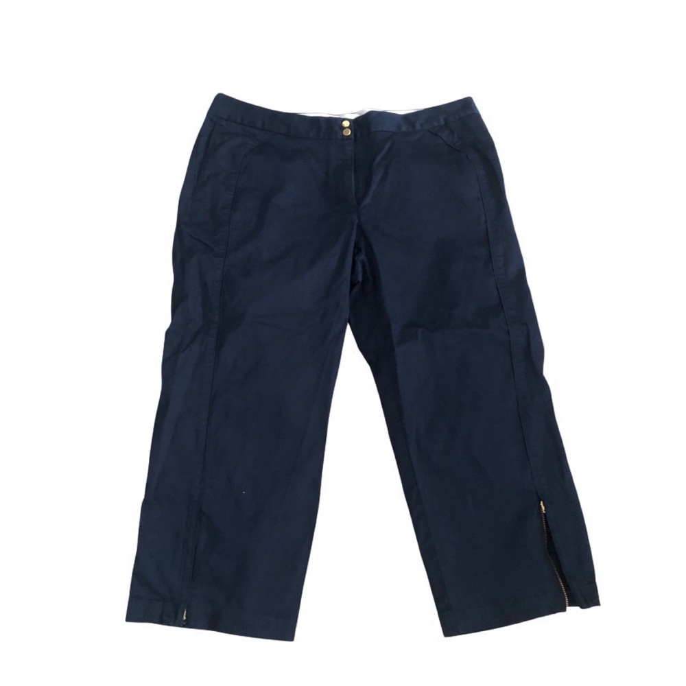 Liz Claiborne Navy Crop Chinos with Hem Zips
